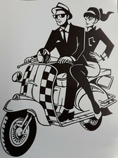 Ska man woman on scooter Car Vespa Lambretta Camper Van motorhome Sticker