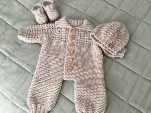 Hand knitted baby romper - hand,