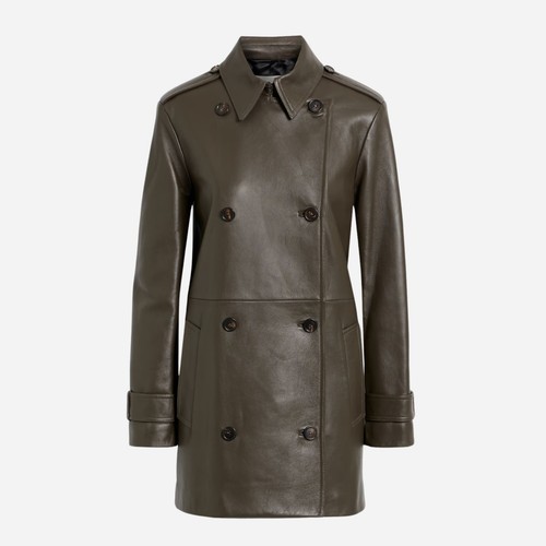 Women lambskin leather peacoat - women,