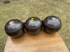 3 Bowls Henselite Super II Size 2 Super Grip Brown VGC