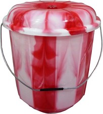 3L Litre Red Tie Dye Plastic Bucket Bin with Lid And Metal Handle Multipurpose