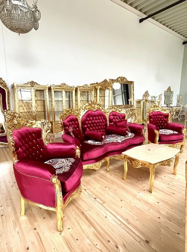 Sofa set velvet red french - set,