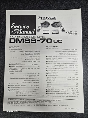 Pioneer dmss 70us - pioneer, dmss-70us