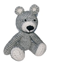 Adorable Handmade Gray Amigurumi Teddy Bear Baby Safe Soft Bear 