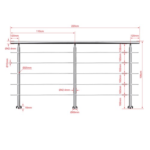 Stainless steel handrail - steel,