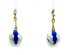 Vintage Silver Gilt Wedgwood Blue Jasperware Drop Earrings
