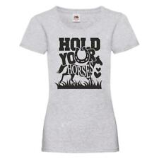 Hold Your Horses Womens Horse Riding T Shirt Trotting Jumping Equestrian Tee