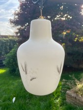 Vintage 1930’s Frosted Glass Hurricane Chimney Lamp Shade Gold Wheat Design