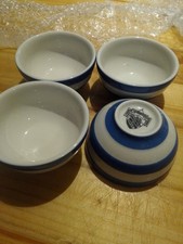 4 x Cornishware bowls Blue Dip