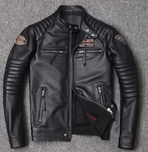 Mens black real - black, leather