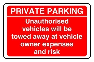 Private parking unauthorised - private,