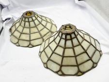ANTIQUE ART DECO GLASS LAMP SHADES GEOMETRIC LEADED PANEL TIFFANY STYLE