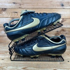 Nike Football Boots UK 8 Tiempo Air Legend FG Black Gold Leather Ronaldinho R10