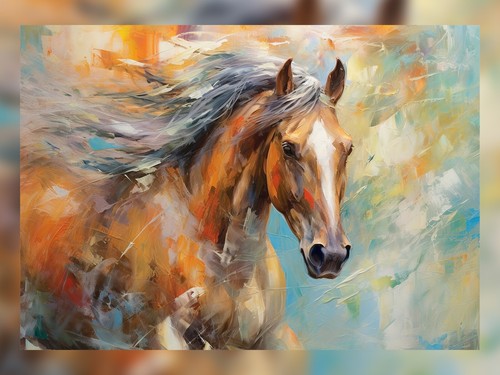 Expressive horse portrait oil - expressive,