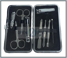 9 Piece Manicure Pedicure Nail Clippers Care Set Cutter Kit Travel Case