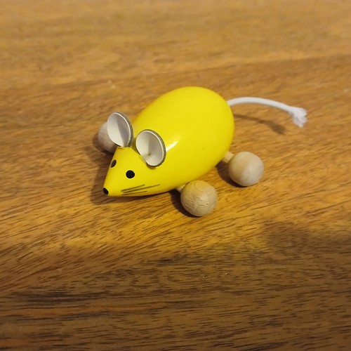 Vintage wooden toy mouse with - vintage,