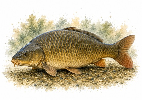 Common carp print fishing - carp,