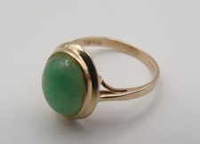 14ct Yellow Gold & Jade Ring 1.9g Size I