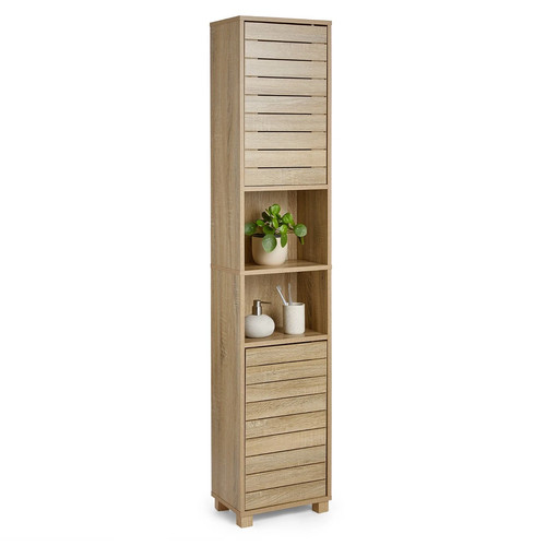 Tall bathroom cabinet oak - bathroom,