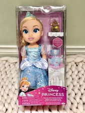 Disney Princess Cinderella Doll Treat Time with Gus Gus Tea Set Glitter Eyes 