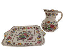 Mason's Ironstone Jug and Tray Set 'Mandalay' Floral Pattern Vintage Collectable