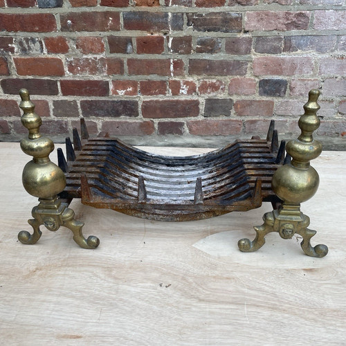 Antique brass iron fireplace - &,