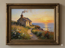 Seaside Cottage Oil Painting