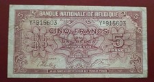 1943 Five Francs Banknote From