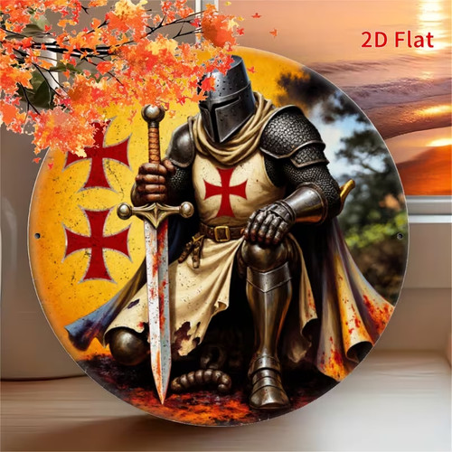 Knights templar round metal - knights,