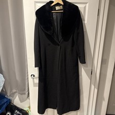 Feminella Women’s Grey Black Wool Cashmere Long Overcoat Size 14