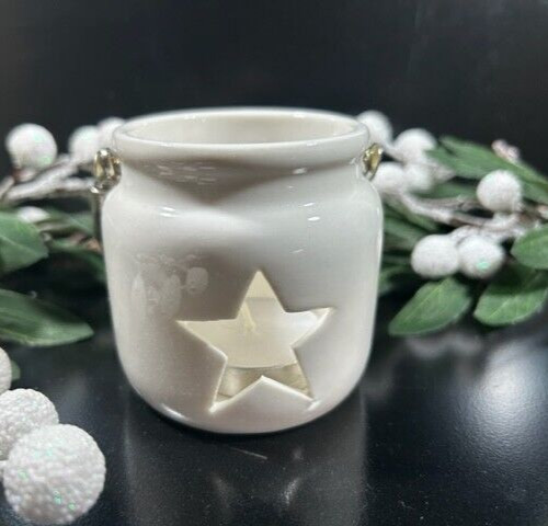 White ceramic star tealight - white,