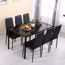 Rectangle Dinning Table Modern Black Glass Dinner Table for Restaurant Kitchen
