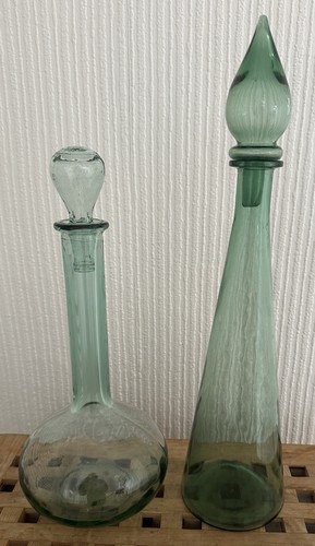 Tall green glass decorative - 2,