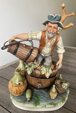 Large Vintage Capodimonte Winemaker Porcelain Ornament By Giacomo Scotti