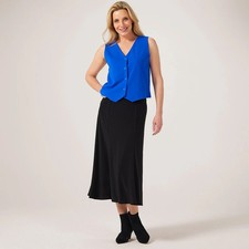 Kim & Co Brazil Jersey Midi Godet Skirt Size 2XL NEW Black Elasticated Waist