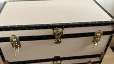 Trunk Storage Chest Mossman Cream Steamer Trunk With Gold Handles