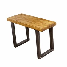 Dining Room Table Bench With Square Box Legs | Industrial Style Reclaimed Timber