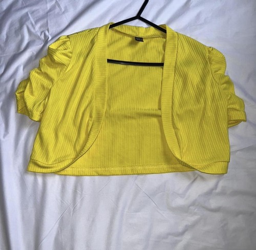 Shein yellow cropped bolero - shein,