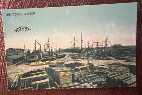 Antique postcard boston docks - antique,