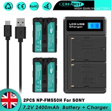 2x 2400mAh NP-FM500H Battery+ Dual Charger For Sony DSLR-A100 A200 a58 Alpha a99