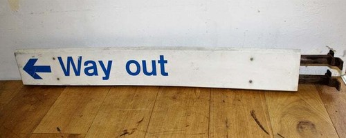Way out metal sign railway - metal,