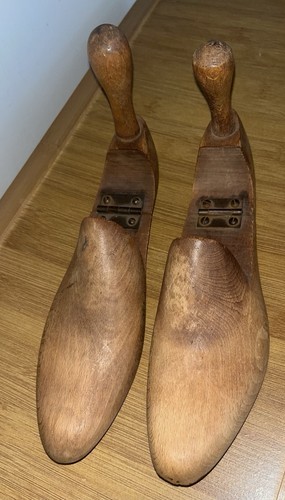 Pair vintage wooden shoe - a,