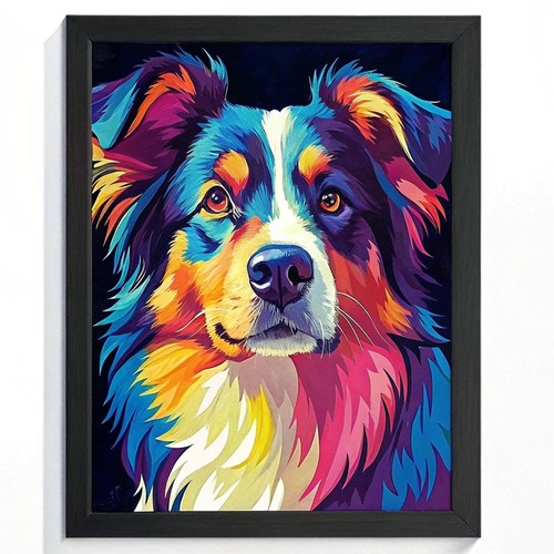 Border collie dog art print - collie,