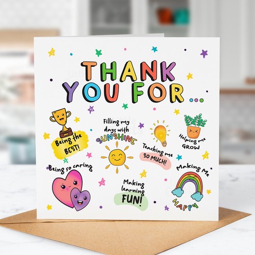 Thank you teacher card - you,