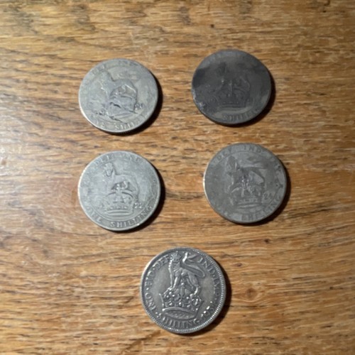 British one shilling coins - british,