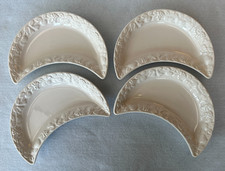St Michael (Marks and Spencer) White Embossed Fruit Design Crescent Dishes x4