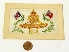 WW1 RGA Royal Garrison Artillery Badge French Embroidered Silk Postcard #SP18