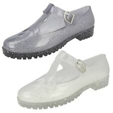Ladies Spot on T-Bar Jelly Shoe with Cut Out 'Flower Detail'