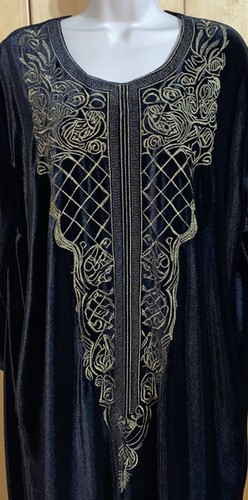 Black velvet gold embroidery - black,