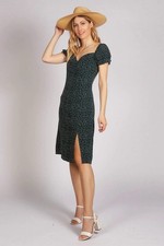 tenki womens dress green sweatheart polka shift short sleeve size 10 free pp